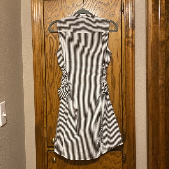 FRAME Cotton Sleeveless Striped Button Down Dress Tie Waist Shirt Dress SMALL - Picture 8 of 11